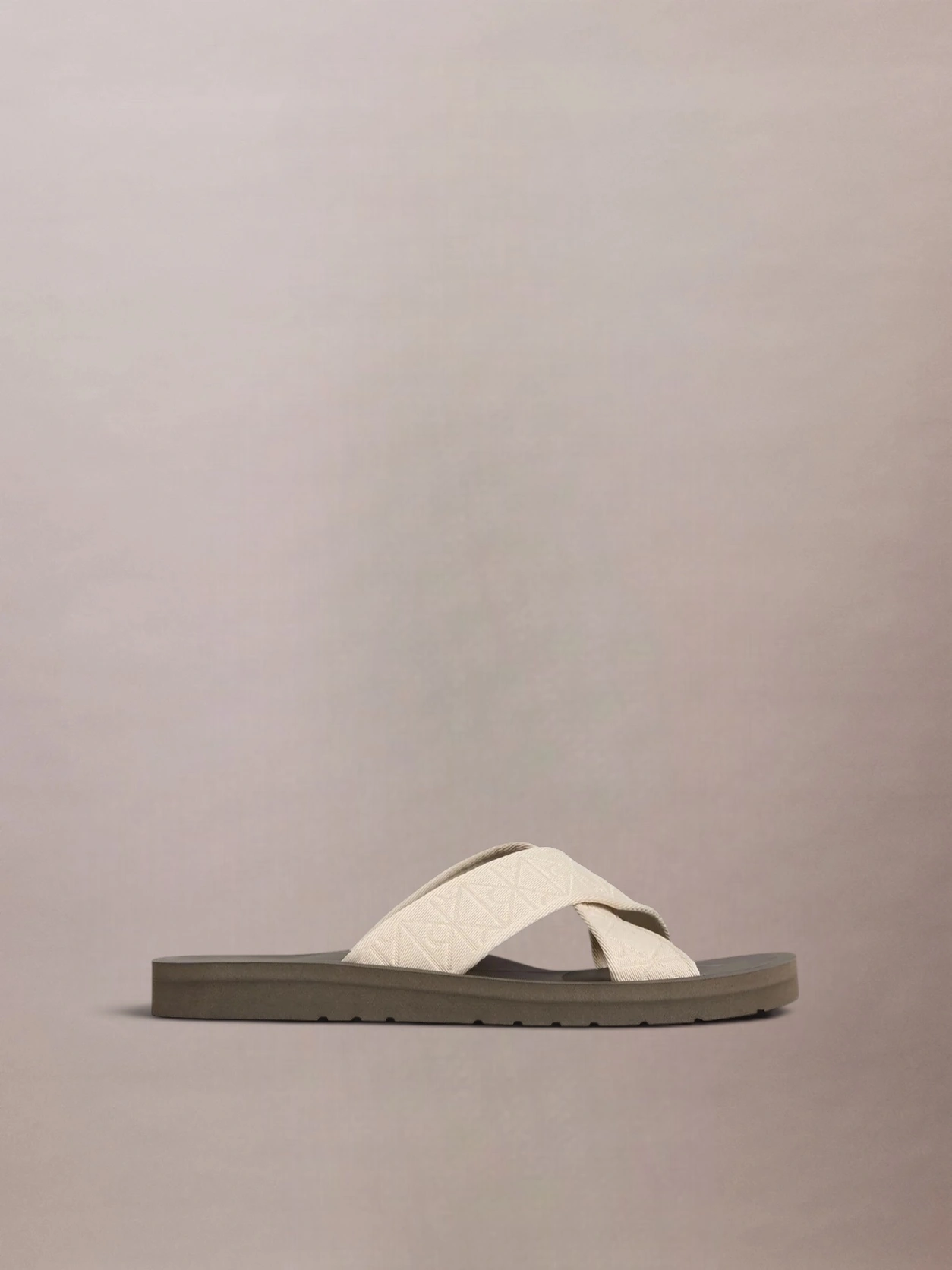 Calvin Klein Leonidas - logo webbing sandals for Men - Oatmeal Turkish Coffee