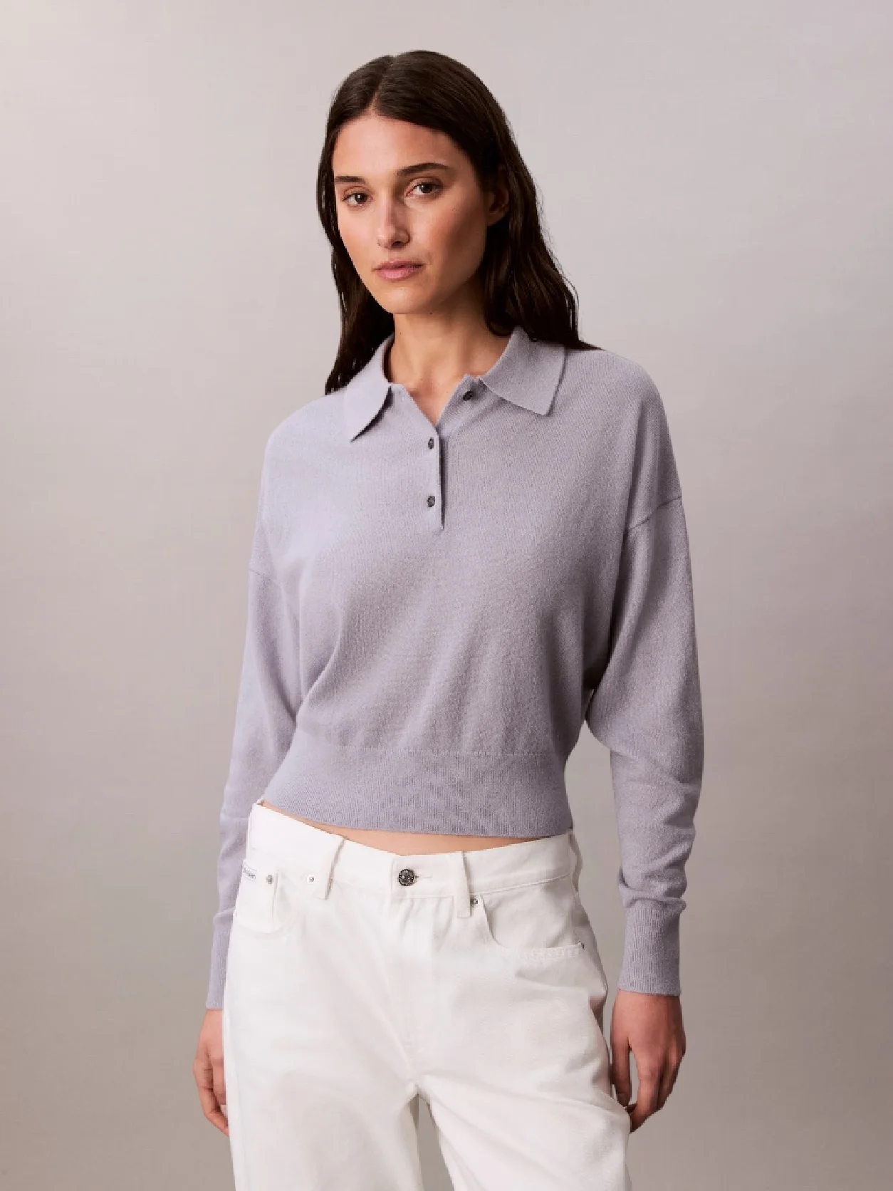 Calvin Klein Merino wool v-neck jumper for Women - Moonlight Jade