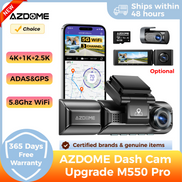 AZDOME M550 Pro 5.8Ghz WiFi 2 3 Channel Dash Cam 4K+2.5K Built-in GPS 3.19" IPS Screen Car DVR IR Night Vision 24H Parking Mode
