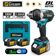 Gisam 1800N.M Torque Brushless Electric Impact Wrench 1 2 inch Screwdriver Cordless Wrench Power Tool For Makita 18V Battery Pin