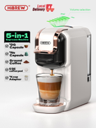 HiBREW 5 in 1 Multiple Capsule Coffee Machine Hot Cold DG Cappuccino Nes Small Capsule ESE Pod Ground Coffee Cafeteria 20Bar H2B