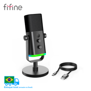 FIFINE USB XLR Dynamic Microphone with RGB Control Headphone jack Mute,MIC for PC Gaming Recording Streaming AmpliGame-AM8