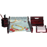 Buy Desk Set, 4 Components, Mahogany metal, Brown From Jarir Bookstore