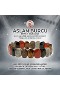 Deniz Dogal Tas Certified Lion Sign Natural Stone Wide Cut Men's Bracelet Men - 16