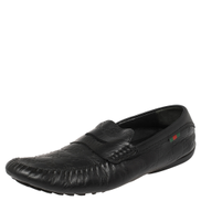 Gucci Black Guccissima Leather Penny Slip On Loafers Men