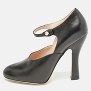 Gucci Black Leather Lesley Ankle Strap Pumps Women