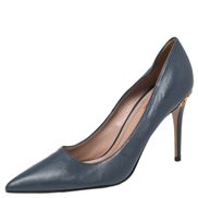 Gucci Blue Leather Adina Horsebit Pointed Toe Pumps Women