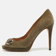 Gucci Olive Green Suede New Hollywood Pumps Women
