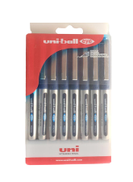 Uniball Eye Roller Ball Pens Set 0.5mm Blue Silver