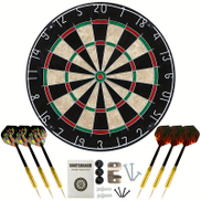  Bristle Dart Board, Tournament Sized Indoor Hanging Number Game For Steel Tip Darts- Dartboard With Mounting Hardware Random 6 Dart Styles