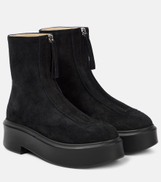 The Row Zipped suede ankle boots