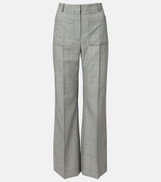 Victoria Beckham Checked virgin wool flared pants