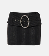 Alessandra Rich Low-rise wool-blend pinstriped miniskirt