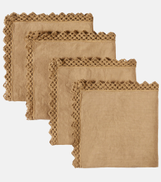 Once Milano Set of 4 macrame linen napkins