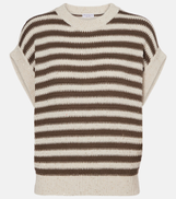 Brunello Cucinelli Sequined striped cotton-blend sweater vest