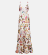 Camilla Lace-trimmed printed silk maxi dress