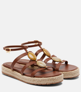 Gianvito Rossi Embellished leather espadrille sandals