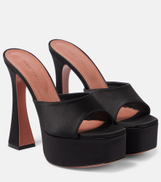 Amina Muaddi Dalida satin platform mules
