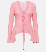 Blumarine Ruffled tie-front wool-blend blouse