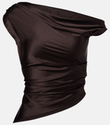 Staud Phare one-shoulder silk-blend satin top