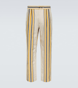 Bode Striped mid-rise cotton straight pants
