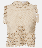 paco rabanne Rabanne Embellished crochet cotton top