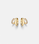 Sydney Evan Tri-Link 14kt gold huggie earrings with diamonds