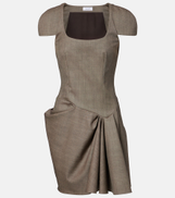 McQueen Draped gathered wool minidress