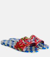 Dolce & Gabbana Bianca Floral-print Logo Slides in Rubber