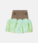 Area Checked wool and cotton miniskirt