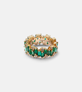 Suzanne Kalan Shimmer Audrey 18kt yellow gold ring with emeralds and diamonds