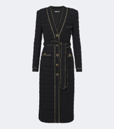 Alessandra Rich Belted cotton-blend boucle tweed coat