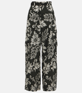 Sacai High-rise floral wide-leg pants