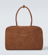 Miu Miu Logo suede tote bag