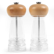 Salter BW12949BEU7 Harper Mill Set – Salt & Pepper Mills, Mécanisme Universel Céramique, Spice Mills with Adjustable Grind from Fine to Coarse, Twist to Grind, Clear Acrylic Body with Wooden Top