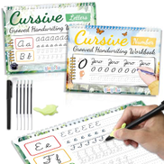 gisgfim 2 Pack Grooved Cursive Handwriting Workbook Magic Grooved ...