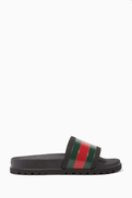 Gucci Black Pursuit Trek Web Slide Sandals