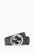 Gucci Black & Grey GG Supreme Belt