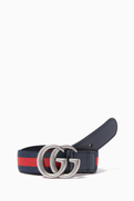Gucci Striped 'GG' Logo Belt