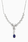 NASS Sapphire Diamond Drop Necklace in White Gold