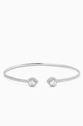 KHAILO SILVER Toi et Moi Bangle Bracelet in 925 Sterling Silver