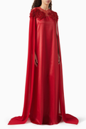 Tracy Studio Bead-embellished Floral Applique Cape Dress