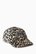 Ganni Logo Cap in Leopard-printed Canvas