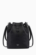 MCM Medium Dessau Drawstring Bag in Maxi Monogram Leather