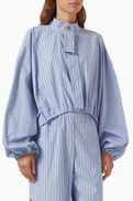 Zimmermann Drawstring Stripe Blouse in Cotton-blend