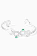 Bil Arabi Arabic "Quwa" Emerald Cuff in Sterling Silver