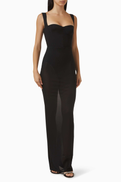 Alex Perry Cupped Column Maxi Dress in Mesh
