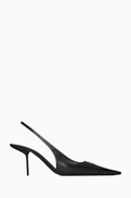 SAINT LAURENT Babylone Breteuil Slingback Pumps in Smooth Leather