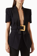Balmain Belted Jacket in Grain de Poudre