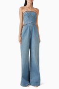 Elisabetta Franchi Corset Belted Jumpsuit in Denim